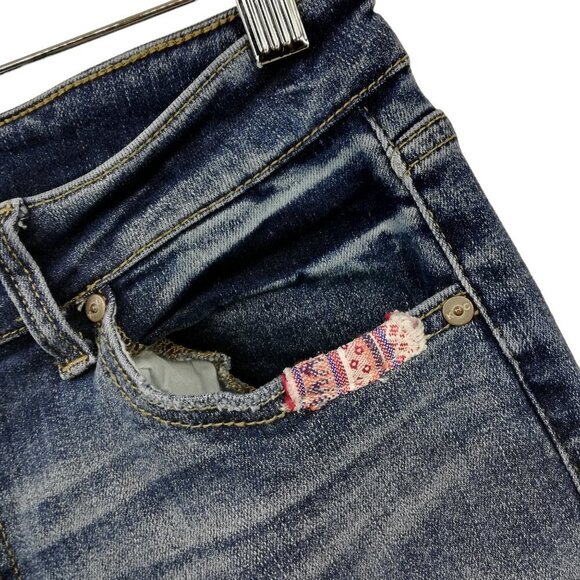 Kancan Mid-Rise Super Skinny Patch Distressed Jeans Size 9/28 Boho Southwest - Picture 3 of 13